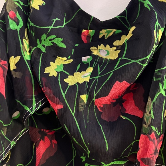 Jason Wu Grey Off-Shoulder Floral-Print 100% Silk Chiffon Dress MSRP $595 Sz 10 - Picture 2 of 16